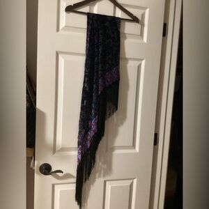 Blue and Red Crushed Velvet Black Scarf